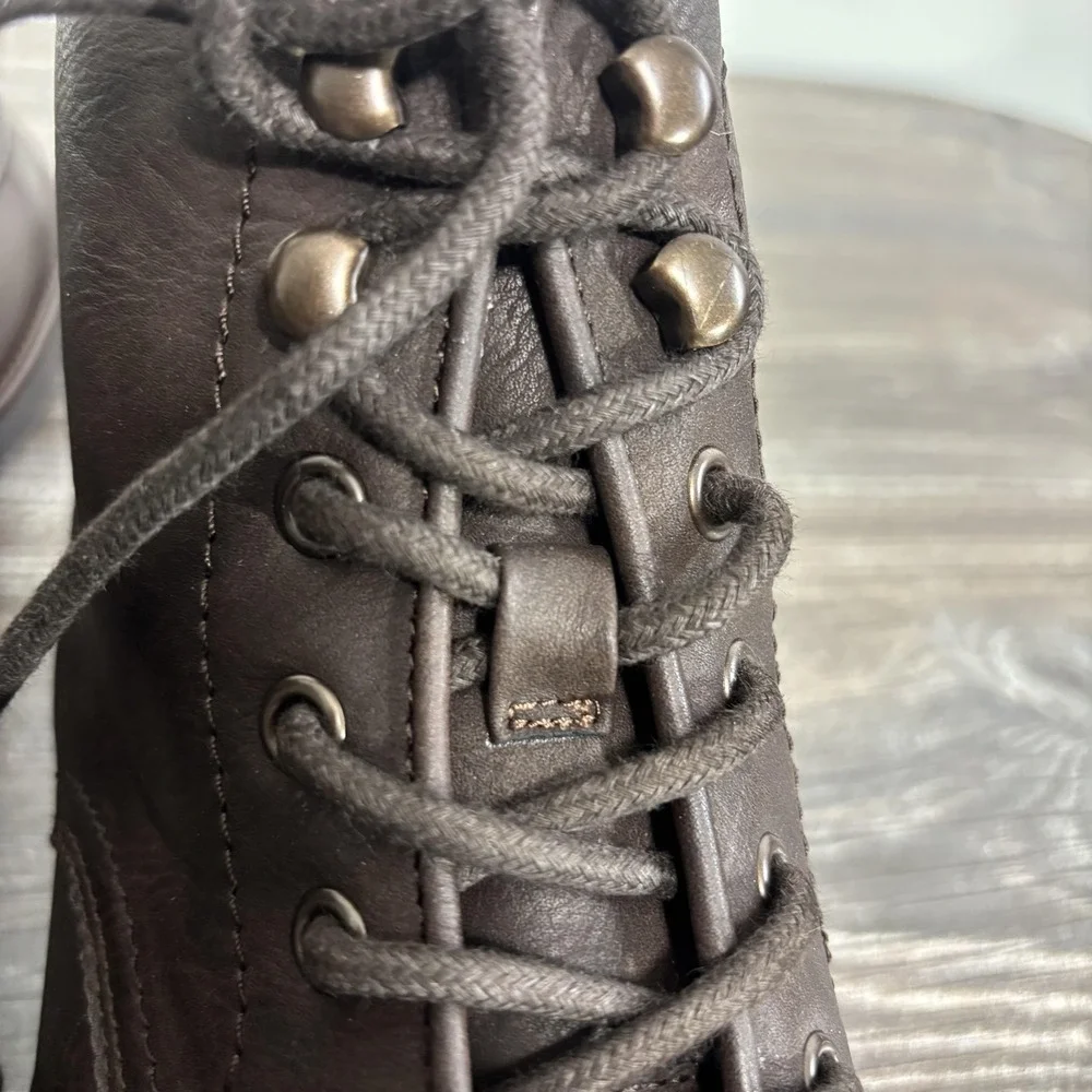 Frye And Co Norman Boots Mens Size 9 Brown Combat Lace Up Ankle Lug Sole Zip